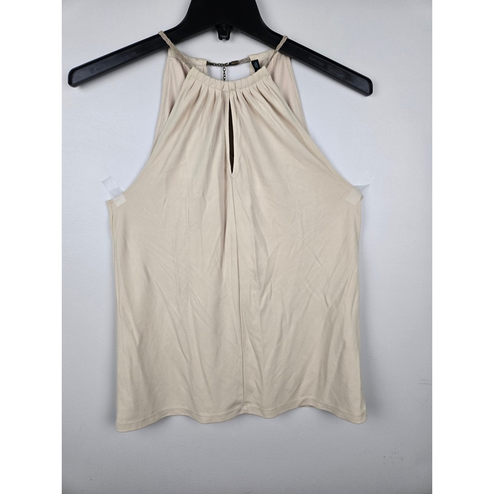 Lauren Ralph Lauren‎ Womens Beige Halter Top Keyhole Chain Back Size M